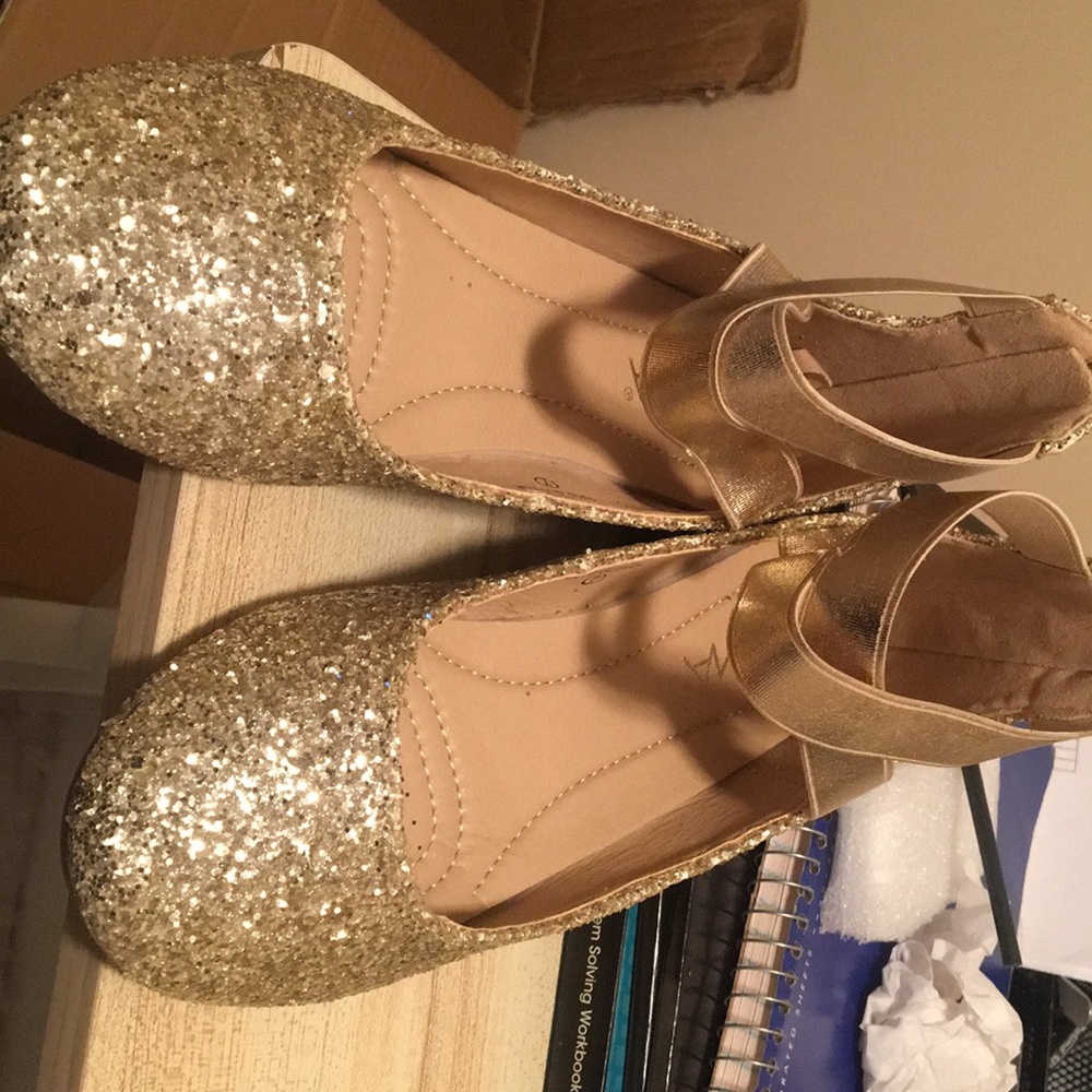 Gold glitter flats